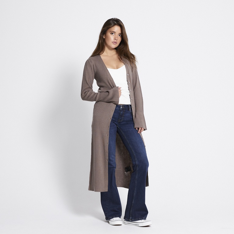 Ribbed knit cardigan dress "Mindy" Light Brown